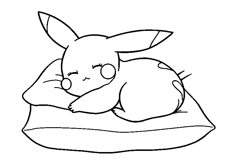 Sleeping Pikachu on Pillow coloring page
