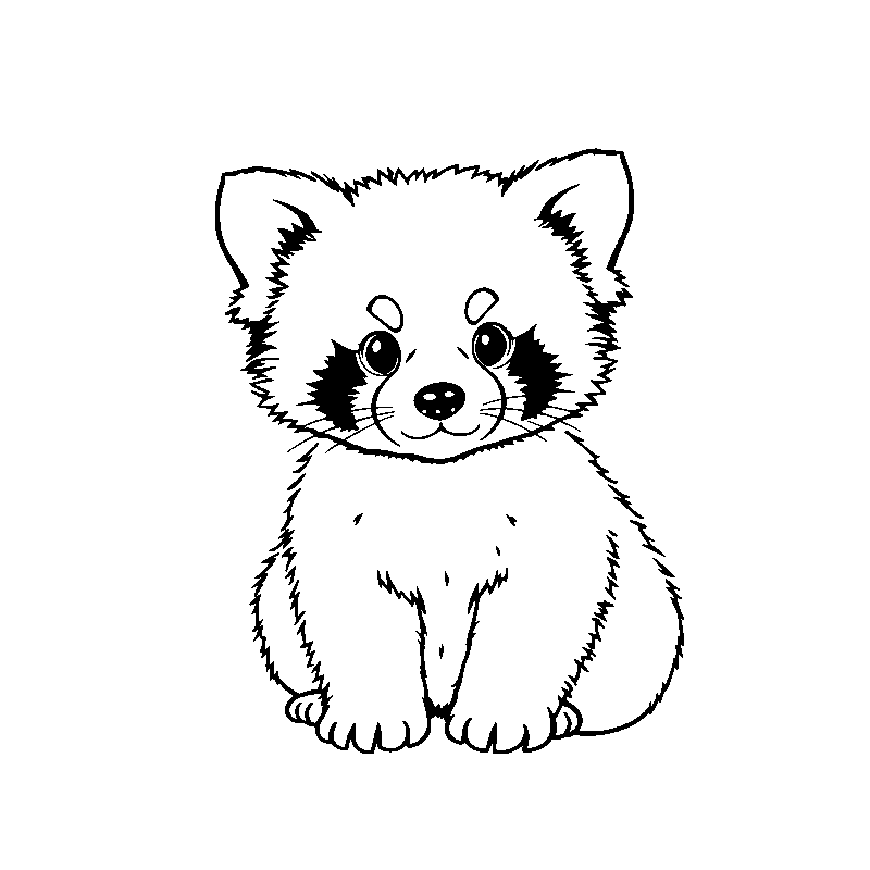 Bebé panda rojo adorable dibujo para colorear