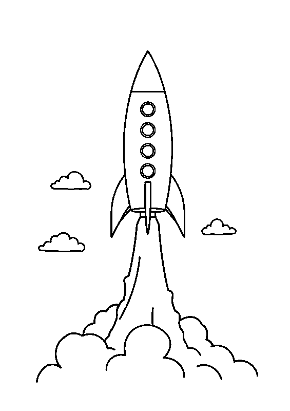 Lançamento de foguete espacial página para colorir