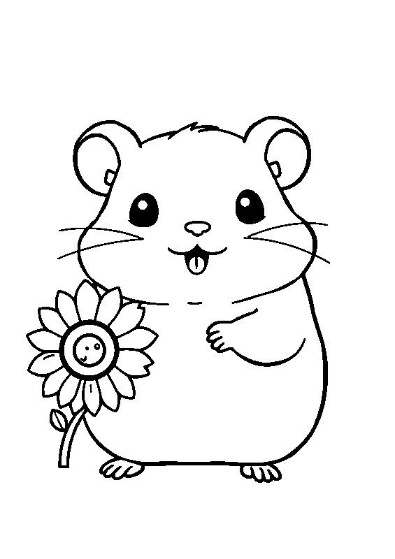 Kawaii hamster mit sonnenblumenkern Malvorlage