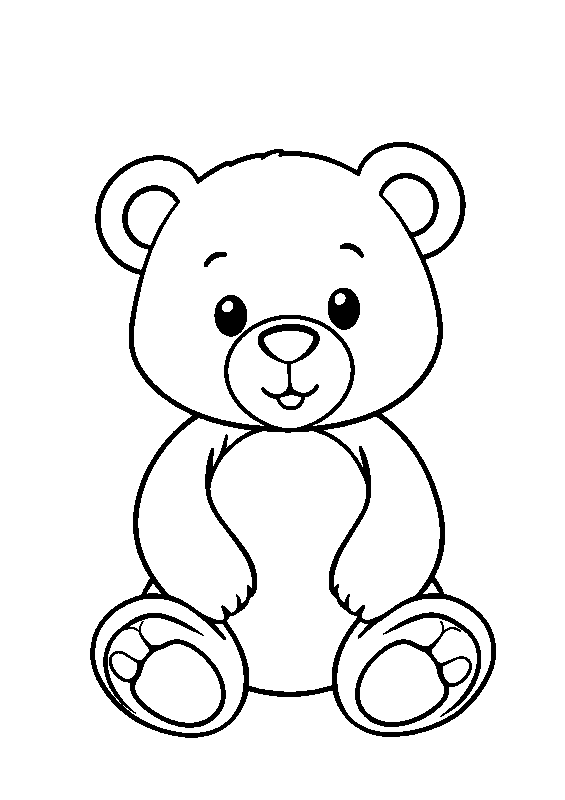 Cute teddy bear sitting coloring page