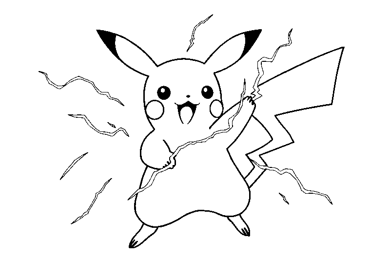 Pikachu Lanzando Rayo Relámpago dibujo para colorear