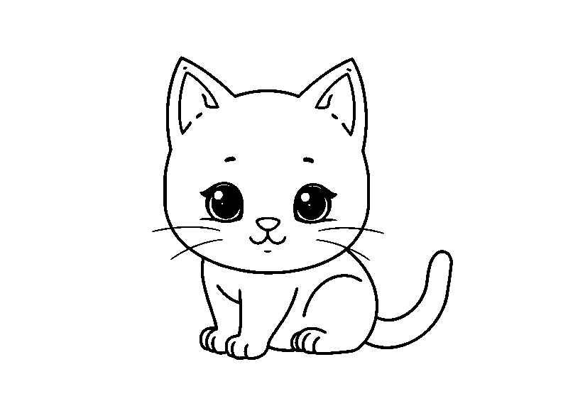 Sevimli kedi boyama sayfası