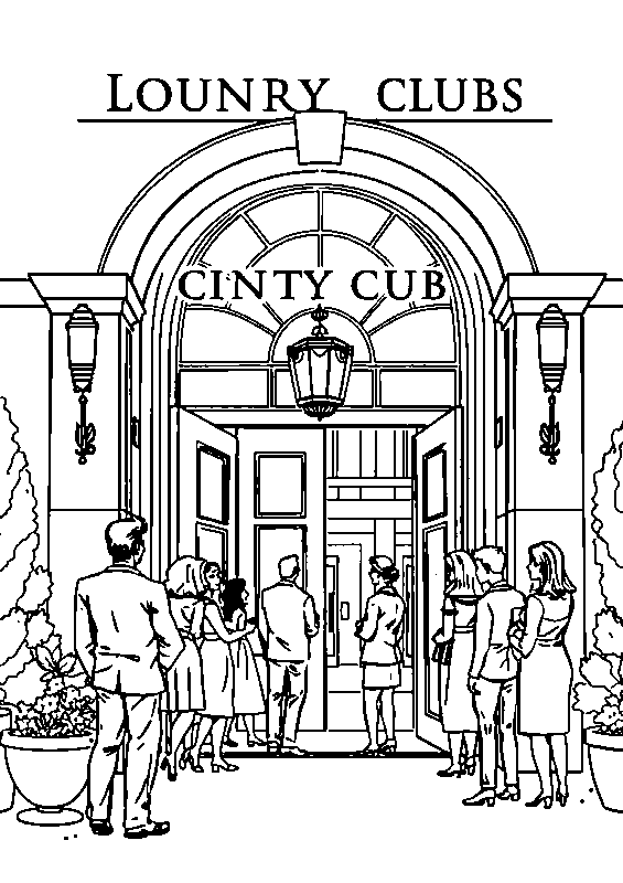 Exclusive country club entrance coloring page