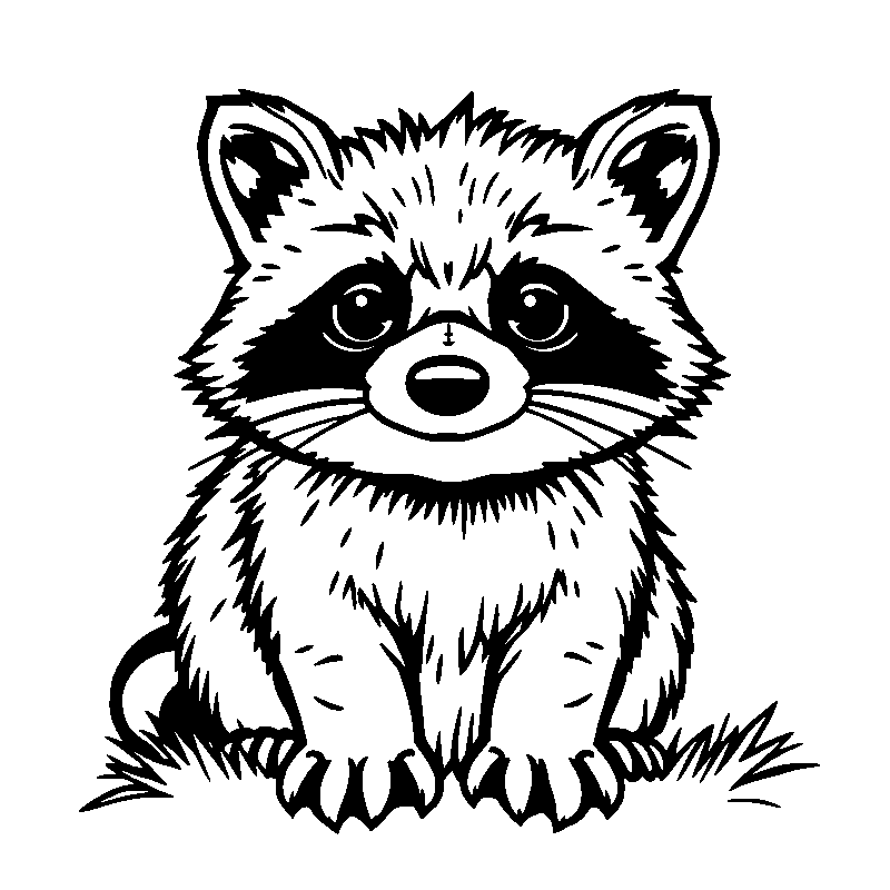 Mapache bebé adorable dibujo para colorear