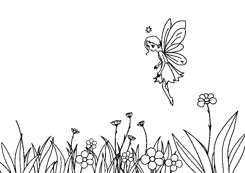Luna the fairy landing in garden coloring page
