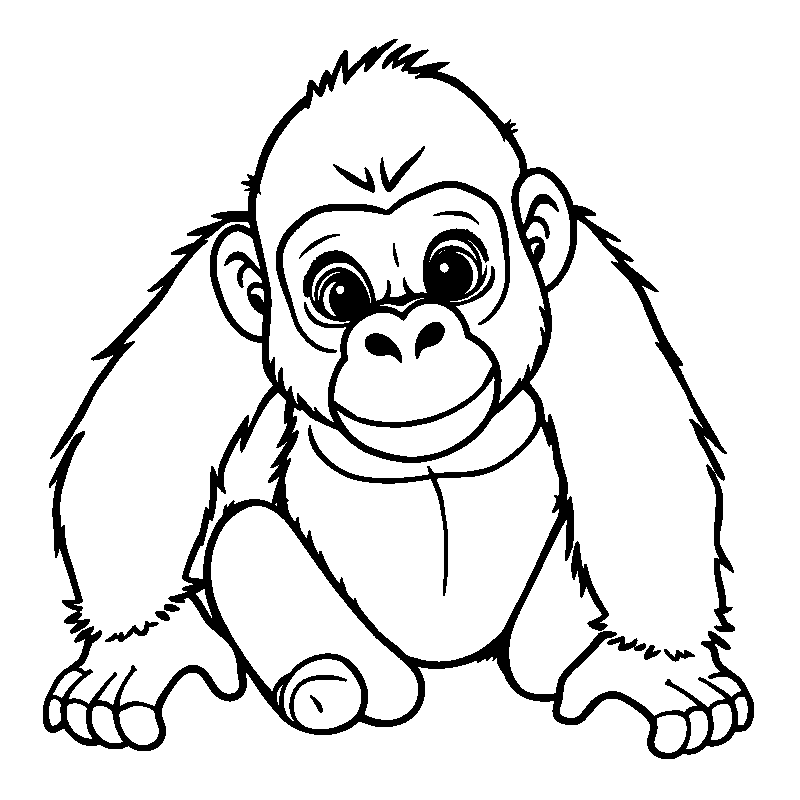 Bebé gorila adorable dibujo para colorear