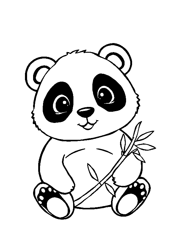 Cute panda with bamboo coloring page