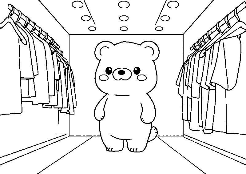 Kawaii bär in kleidungsgeschäft Malvorlage