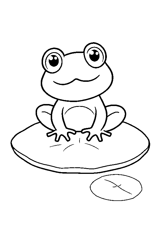 Sapo kawaii sentado no nenúfar página para colorir