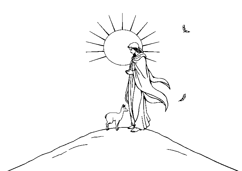 Peaceful tarot fool traveler coloring page