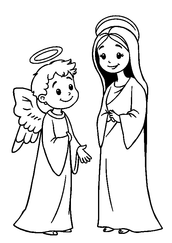 Angel gabriel greets mary coloring page