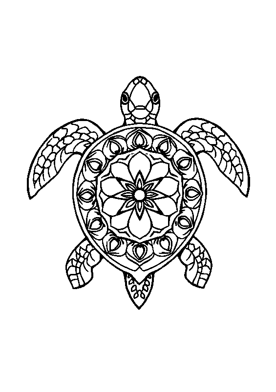 Turtle mandala design coloring page