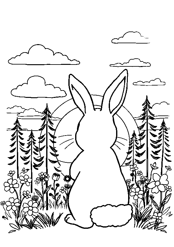 Niedliches hase beim sonnenuntergang Malvorlage