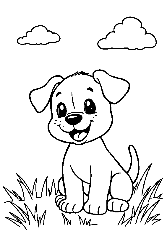 Adorable chiot remuant la queue coloriage
