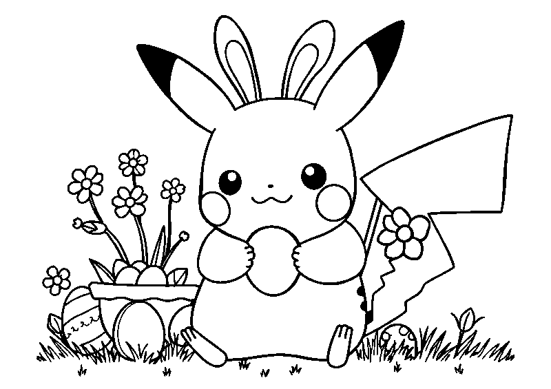 Easter Pikachu Egg Hunt coloring page