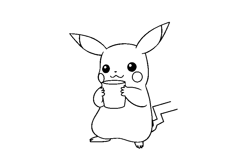 Pikachu Trinkt Kaffee Malvorlage