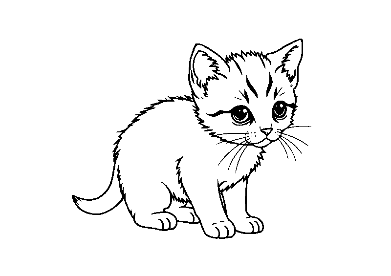 Маленький котёнок раскраска