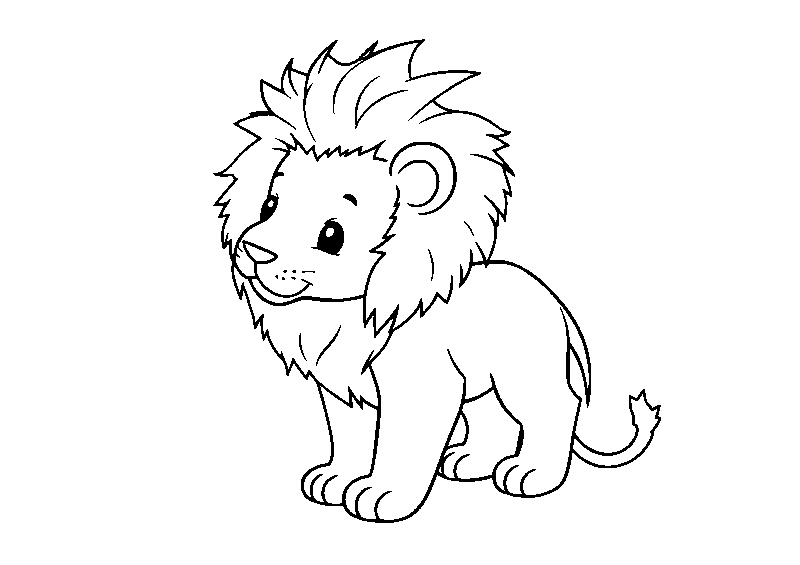 Leoncino con criniera soffice disegno da colorare