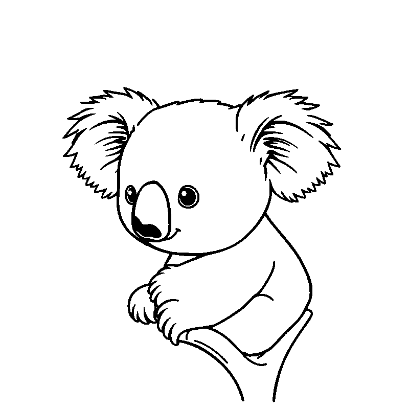 Bébé koala adorable perché coloriage