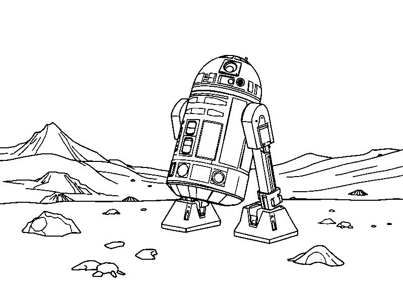 R2-D2 Escapes on Tatooine coloring page
