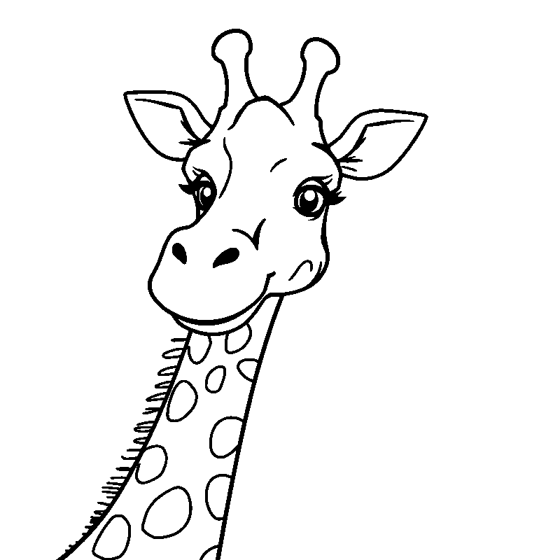 Giraffa sorridente con collo lungo disegno da colorare