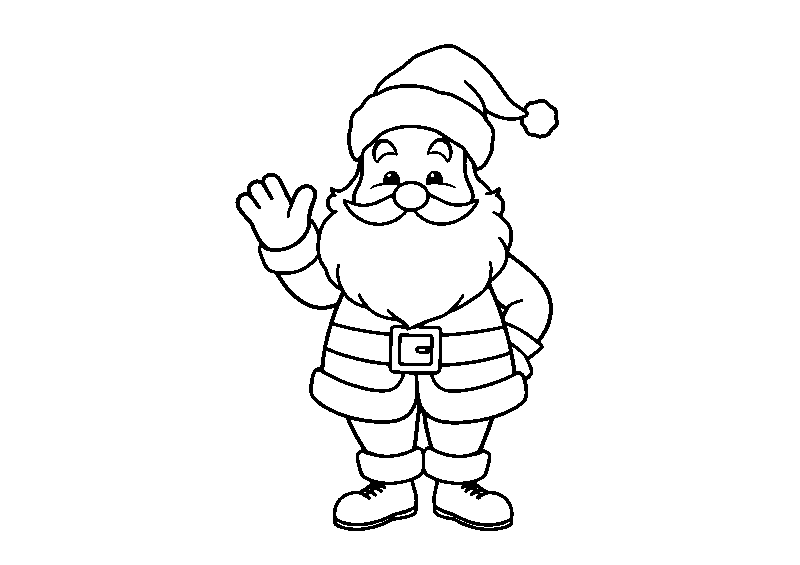 Cute santa claus waving coloring page
