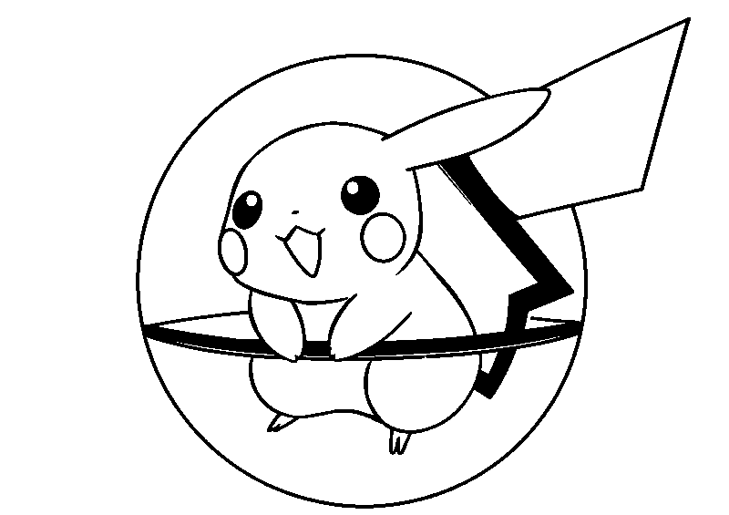 Pikachu in Pokéball kleurplaat