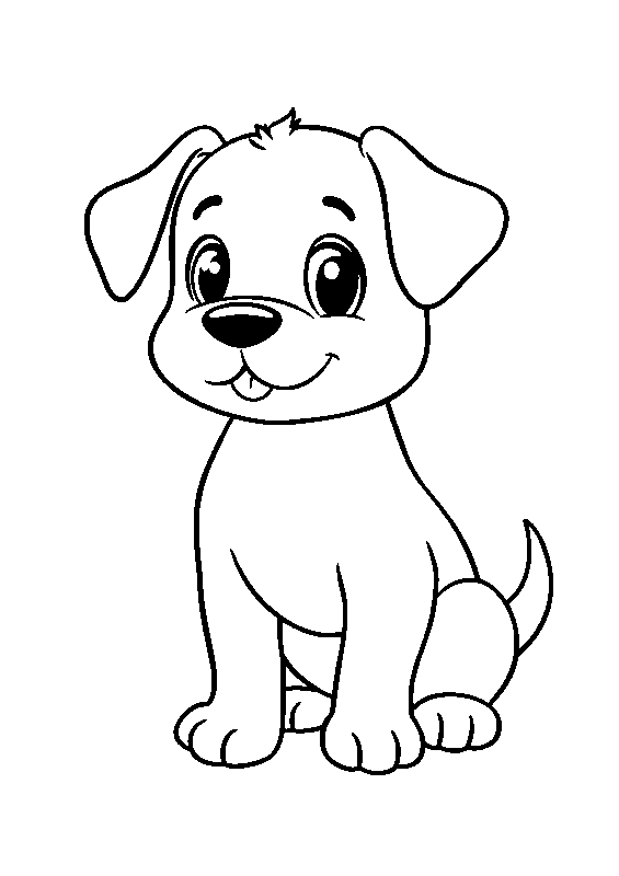 Cute puppy with big eyes coloring page