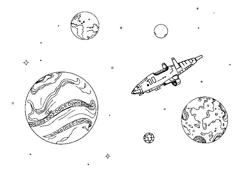 Spaceship Soaring Toward Earth coloring page