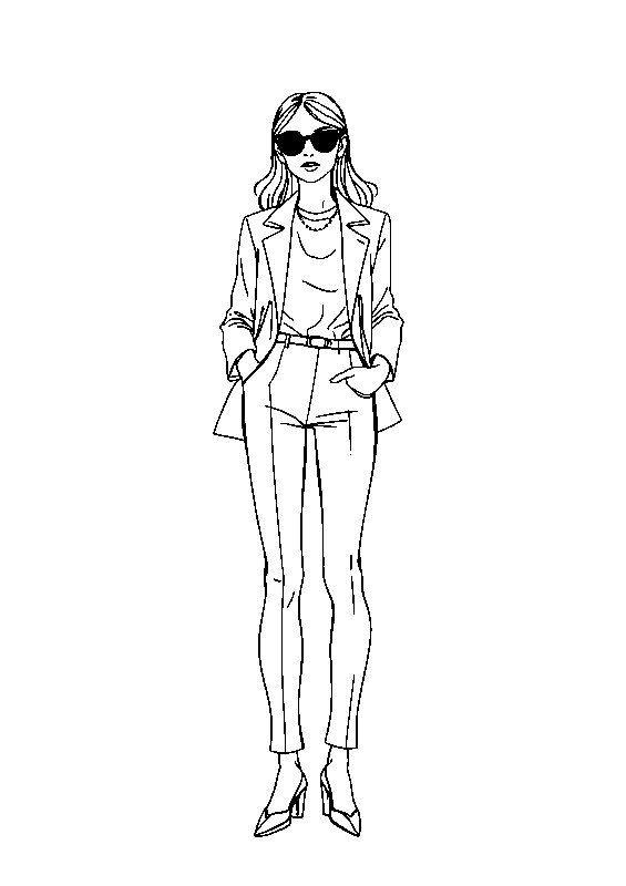 Stilvolle junge Frau im Pariser Streetstyle Malvorlage