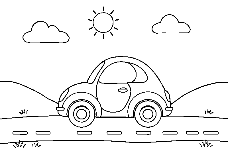 Toy car on the road coloring page