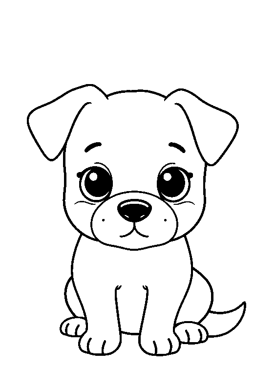 Cute dog playing with ball coloring page
