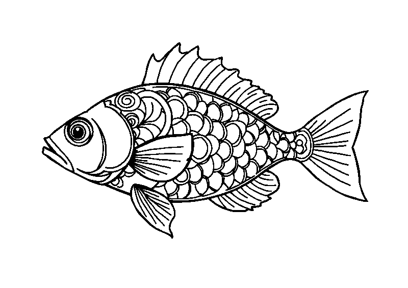 Fish mandala design coloring page