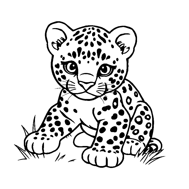 Cachorro de leopardo adorable dibujo para colorear