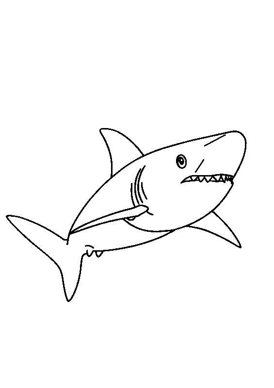 Fierce shark in ocean depths coloring page