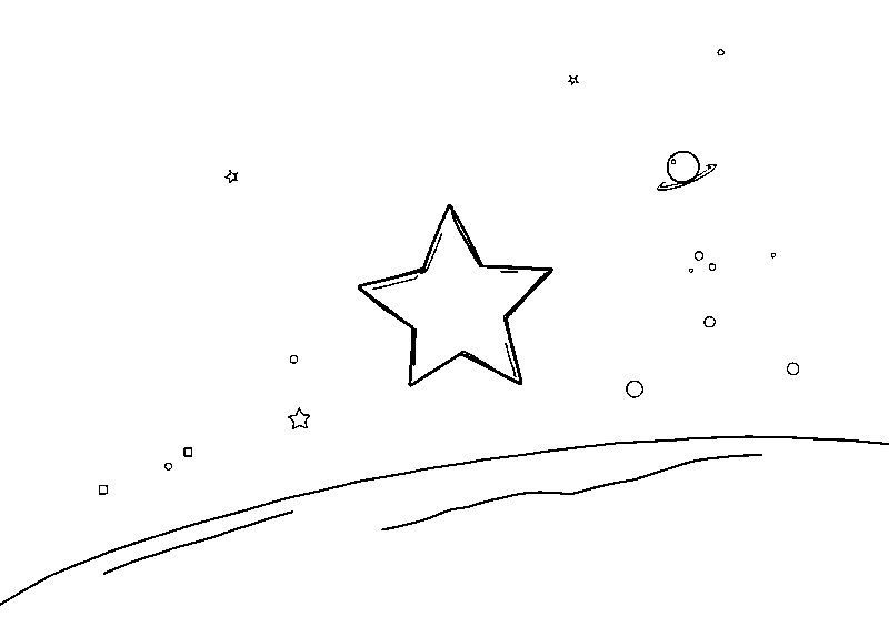 Little star in space coloring page